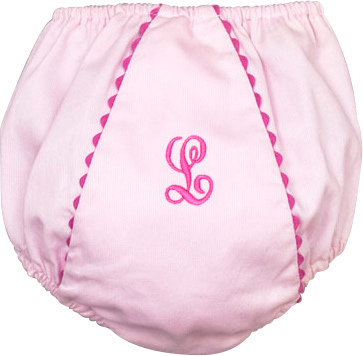 Light Pink Pique Garden Princess Diaper Cover with Hot Pink Trim